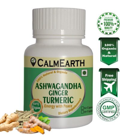 Ashwagandha Ginger Turmeric benefits — CalmEarth organic herbal supplement