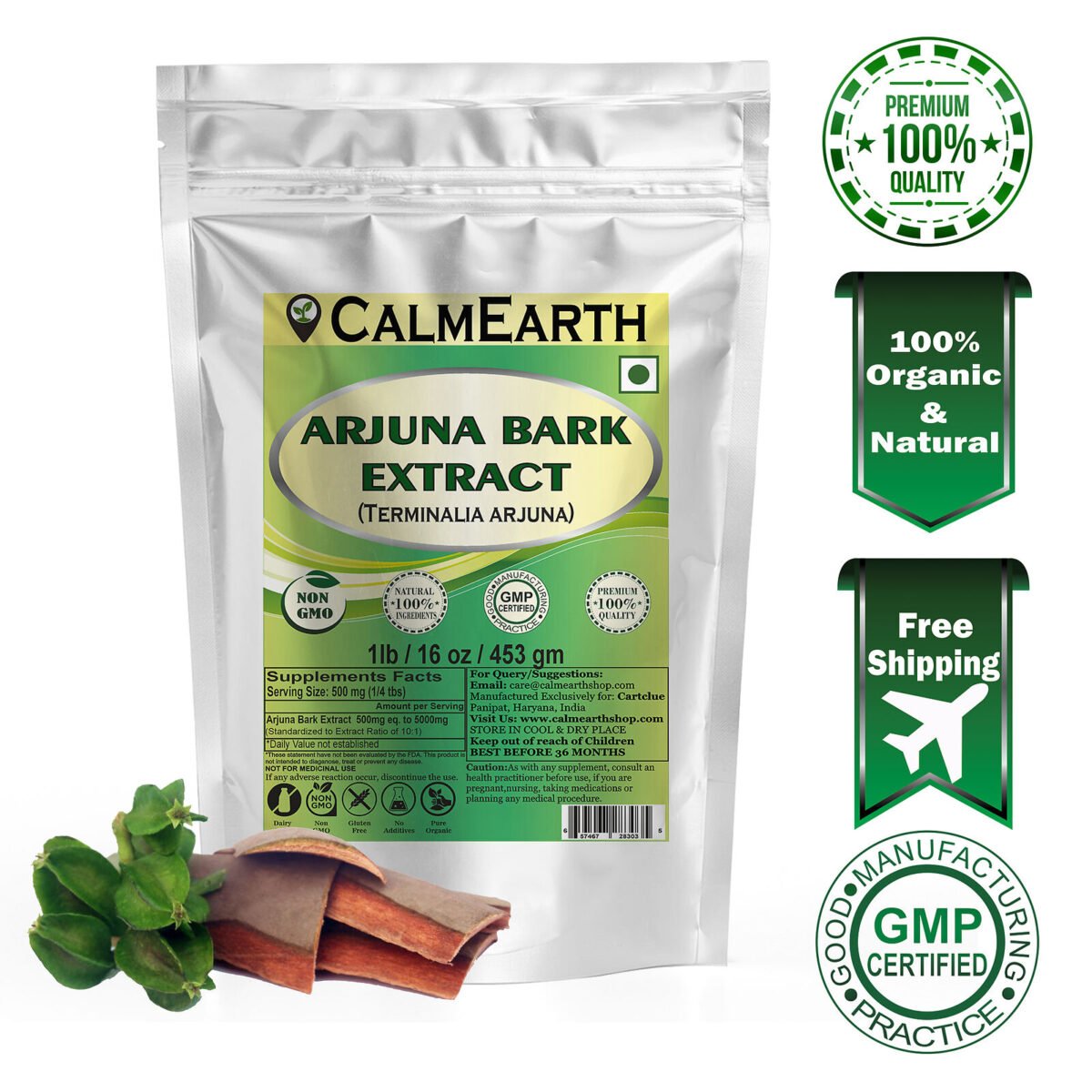 Arjuna Extract Powder powder fine texture close-up by CalmEarth