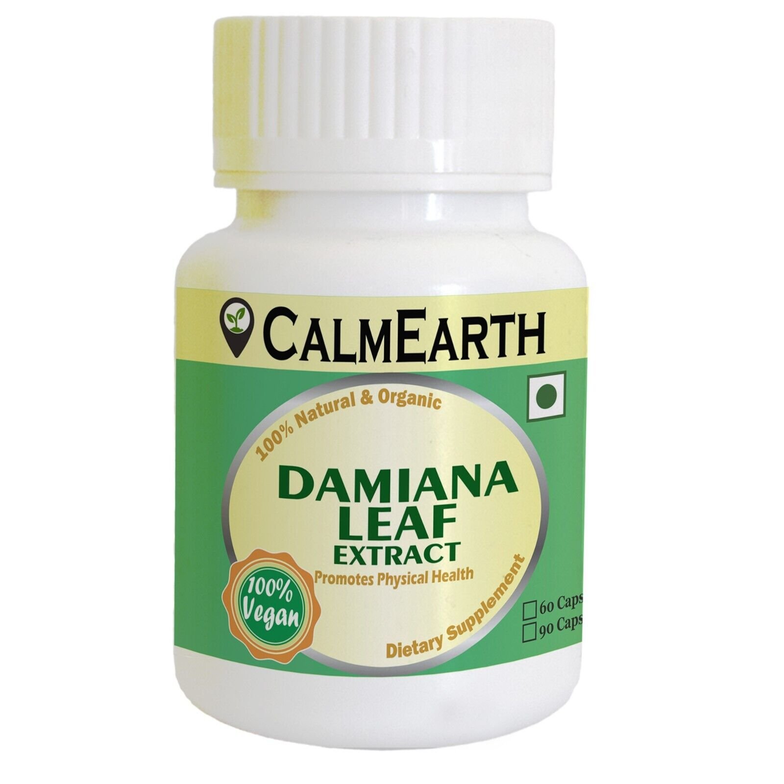 damiana-extract-capsules-front Damiana Extract Capsules capsules close-up view by CalmEarth