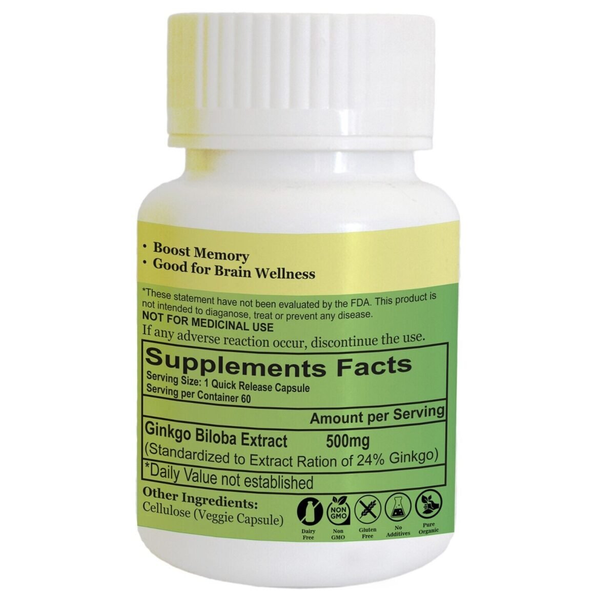Ginkgo Biloba Extract Capsules capsules herbal supplement by CalmEarth