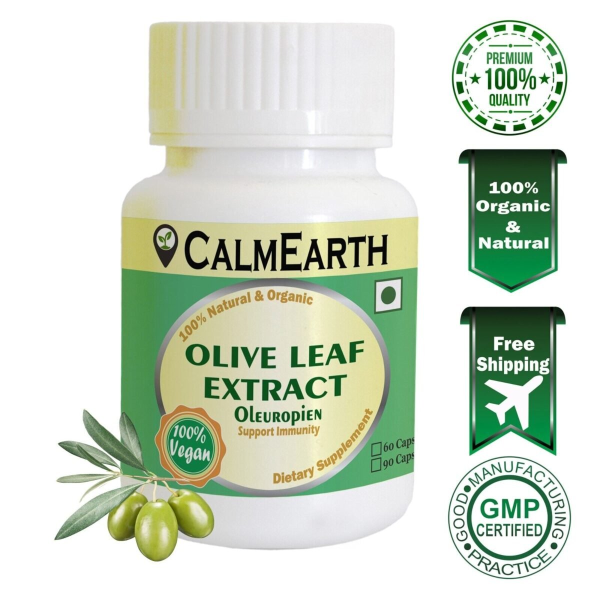 Olive Leaf Extract Capsules capsules ayurvedic wellness supplement by CalmEarth