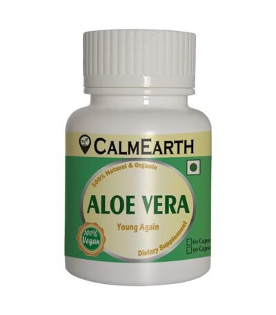 Organic Aloe Vera Capsules capsules close-up view by CalmEarth