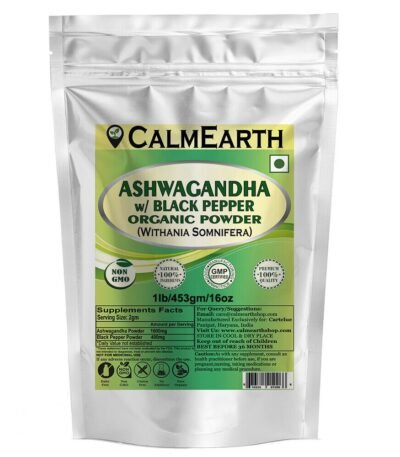 Organic Ashwagandha with Black Pepper Powder powder organic herbal supplement by CalmEarth