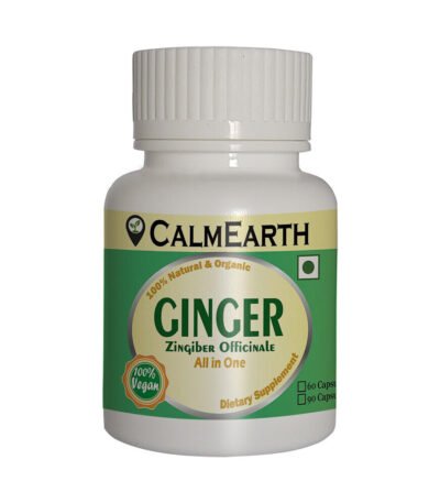 Organic Ginger Capsules capsules close-up view by CalmEarth