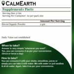 Organic Stevia Powder Supplement Facts benefits — CalmEarth organic herbal supplement