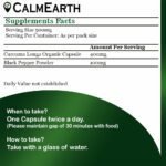 Organic Turmeric + Black Pepper Capsules Supplement Facts benefits — CalmEarth organic herbal supplement