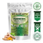 Organic Turmeric Powder powder fine texture close-up by CalmEarth