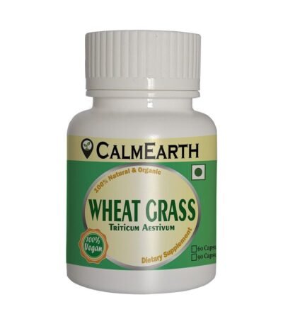 Organic Wheat Grass Capsules capsules close-up view by CalmEarth