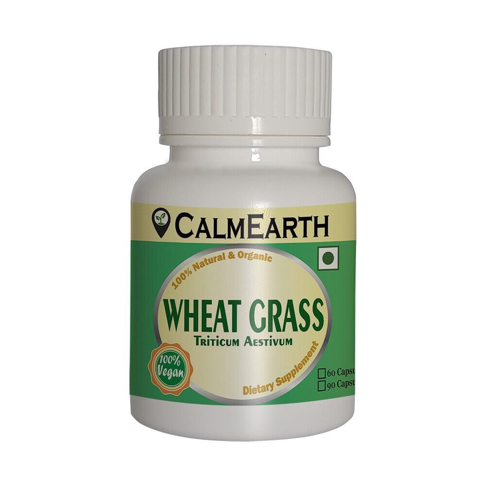 organic-wheat-grass-capsules-front Organic Wheat Grass Capsules capsules close-up view by CalmEarth