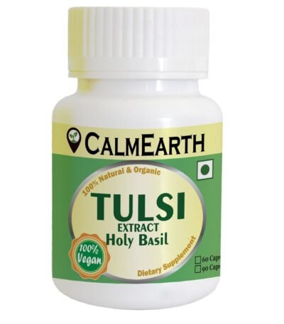 Tulsi Extract Capsules capsules close-up view by CalmEarth