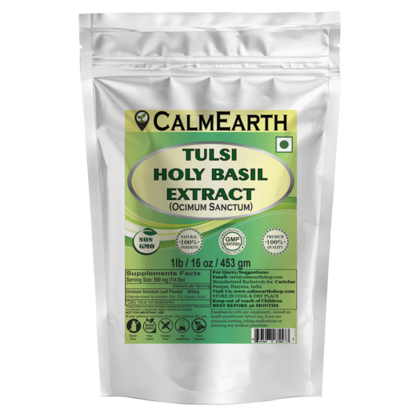 Tulsi Extract Powder powder organic herbal supplement by CalmEarth