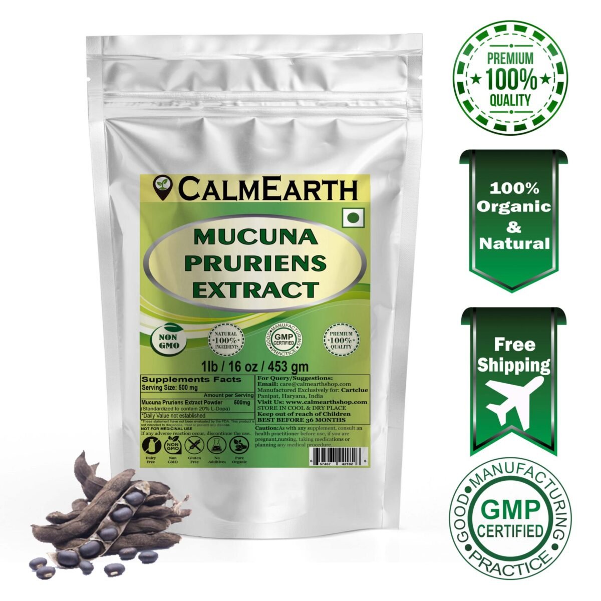 Mucuna Pruriens Extract Powder Calmearth benefits — CalmEarth organic herbal supplement
