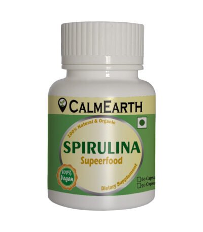 Organic Spirulina Capsules capsules close-up view by CalmEarth